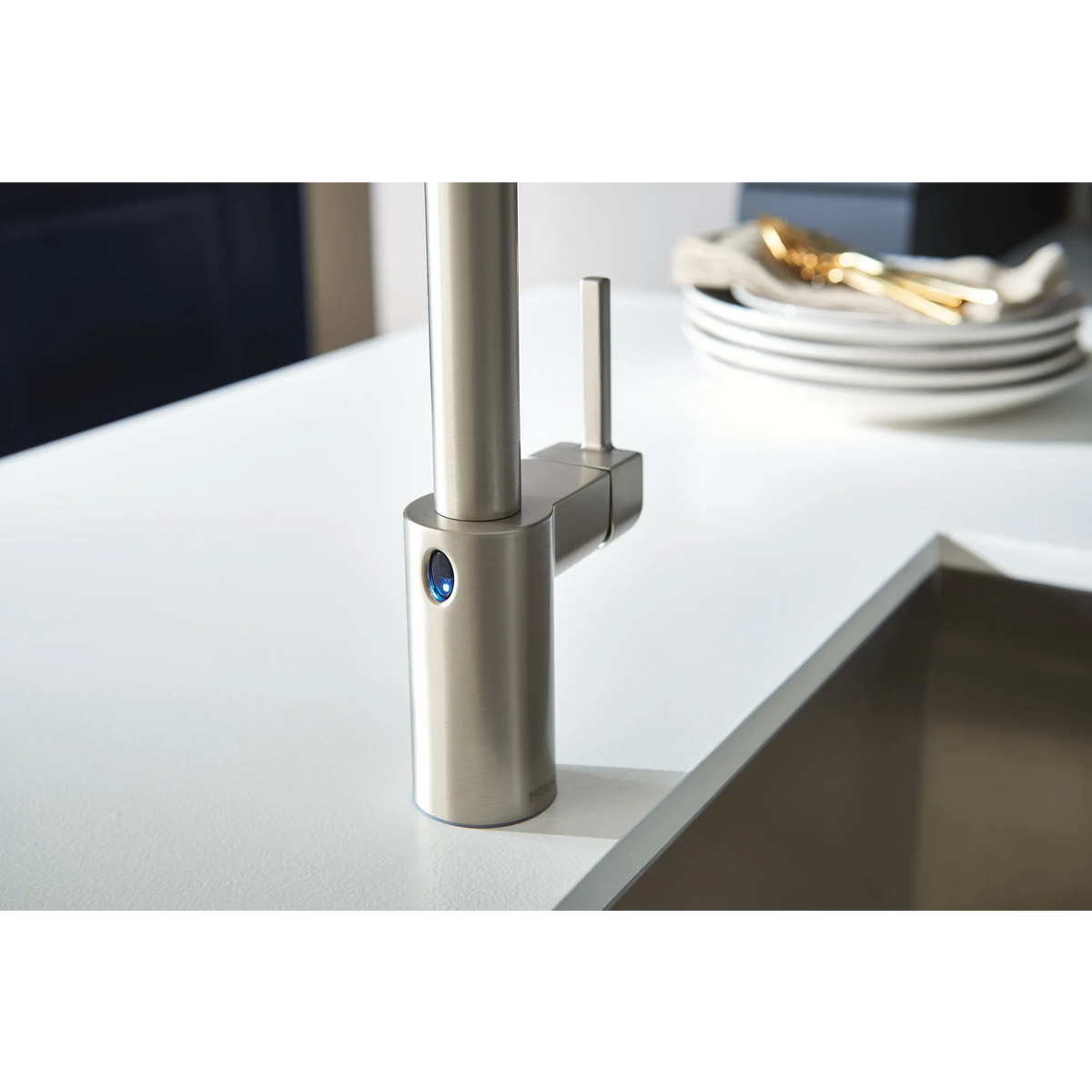 Moen Align MotionSense Wave Single-Sensor Single-Handle High-Arc Pre-Rinse Spring Pulldown Kitchen Faucet 5923EW in Spot Resist Stainless (5923EWSRS) - view 4