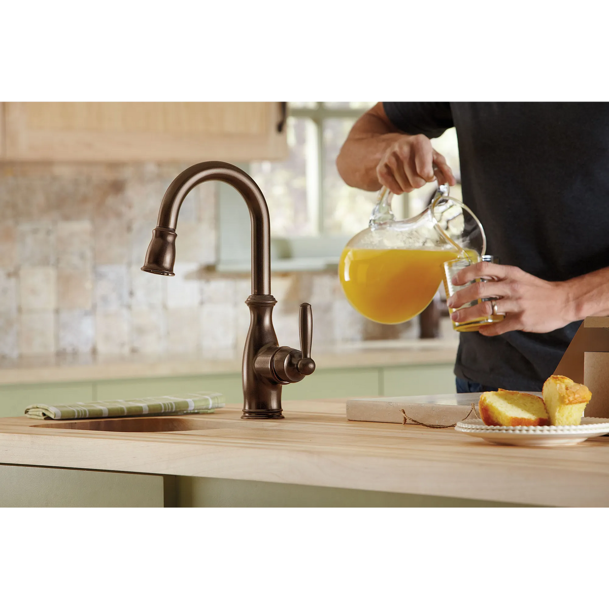 Moen Brantford Single-Handle High-Arc Pulldown Single Mount Bar Faucet 5985 in Oil Rubbed Bronze (5985ORB) - view 6