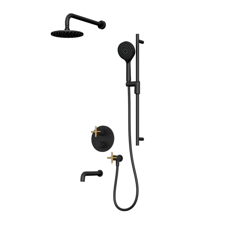 Rubi Lexa 1/2" Thermostatic Shower Set with 8" Shower Head and 16" Horizontal Arm RLX2A21-13N