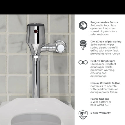 American Standard Ultima Selectronic Exposed Toilet Flush Valve, Diaphragm Type, Battery, 1.6 gpf/6.0 Lpf 6247161.002 - Plumbing Market