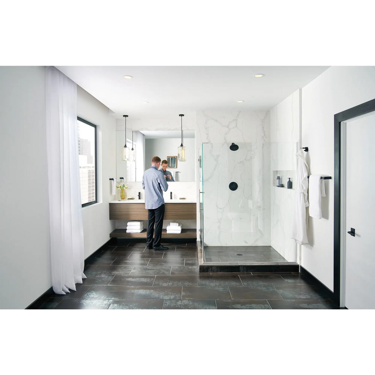 Moen One-Function 6-3/4" Diameter Spray Head Rainshower S176EP15 in Matte Black (S176EP15BL) - view 10