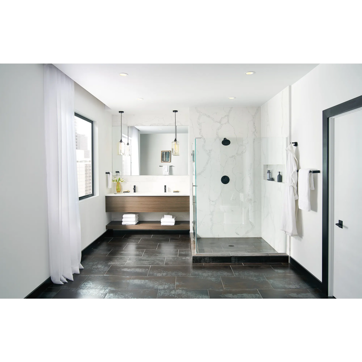 Moen One-Function 6 3/4" Diameter Spray Head Rainshower S176 in Matte Black (S176BL) - view 2