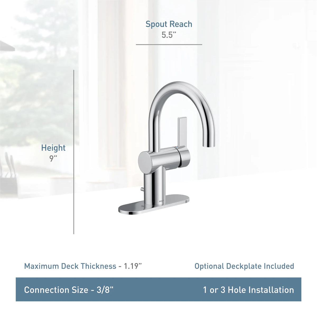 Moen Cia Single-Handle High-Arc Bathroom Faucet 6221 in Chrome (6221) - view 8