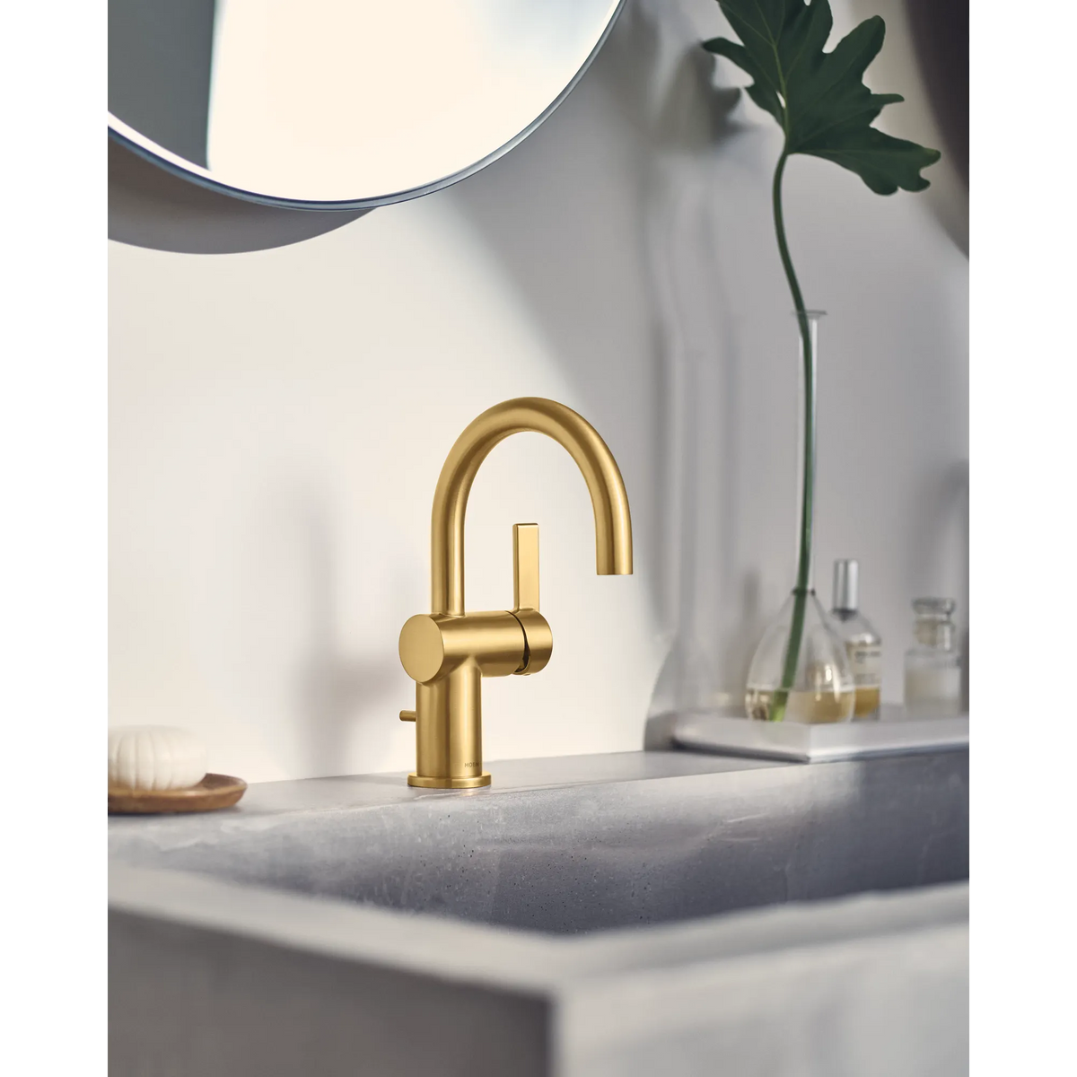 Moen Cia Single-Handle High-Arc Bathroom Faucet 6221 in Brushed Gold (6221BG) - view 10