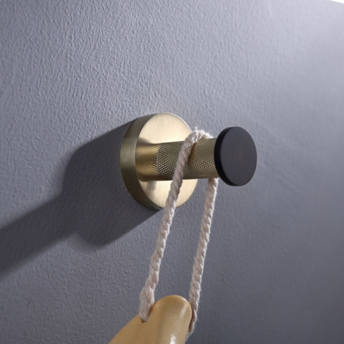 Kube Bath Aqua RONDO Single Robe Hook - Gold & Black - Gold & Black (62300) view 3