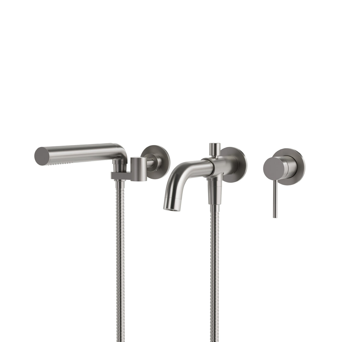 Aquabrass Xpress Umix 3-piece Wallmount Tub Filler 62304 in Brushed Nickel PVD