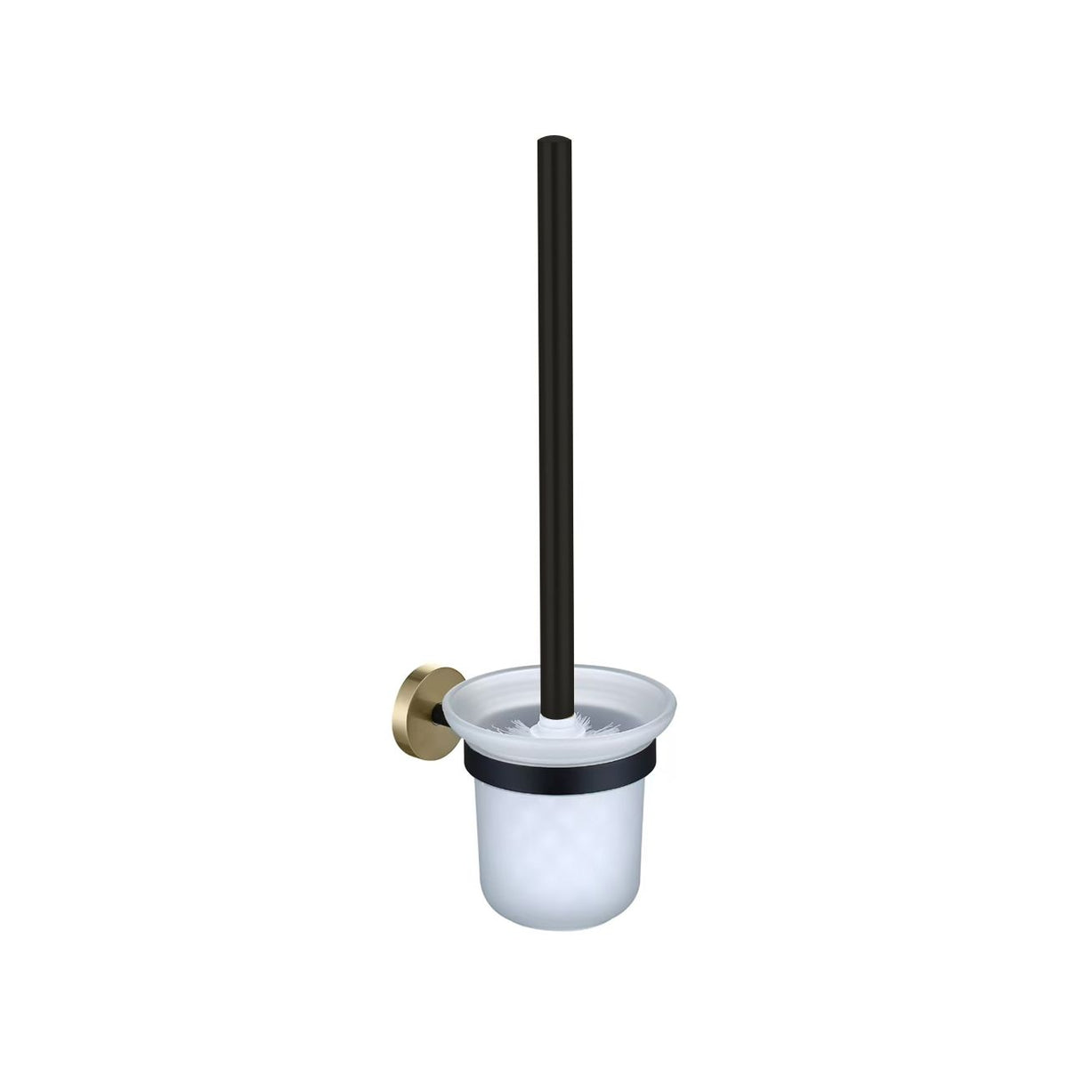 Kube Bath Aqua RONDO Wall Mounted Toilet Brush - Gold & Matte Black - Gold & Black (62309)