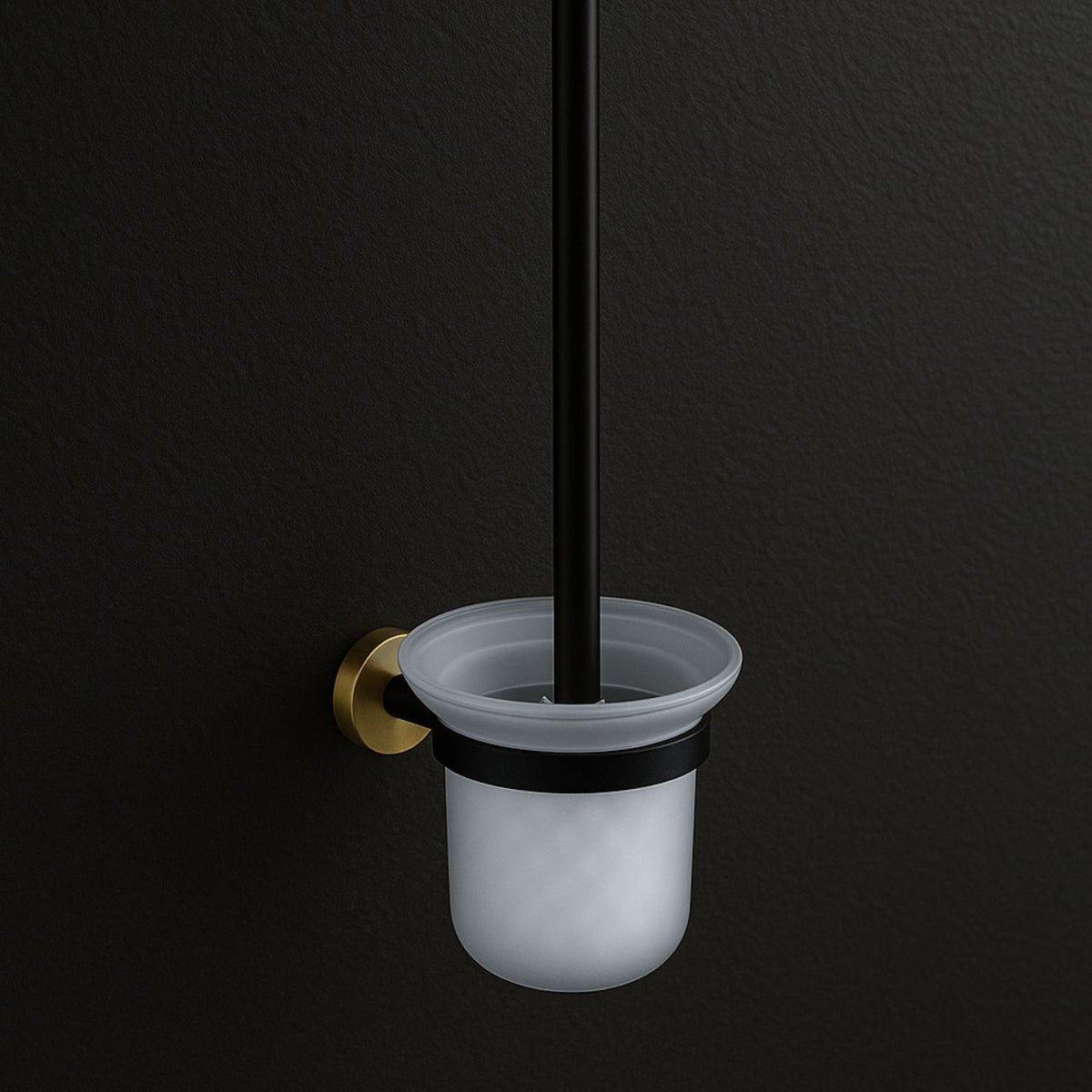 Kube Bath Aqua RONDO Wall Mounted Toilet Brush - Gold & Matte Black - Gold & Black (62309) view 2