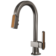 63922LF-BNXWDLHP Brizo Pull-Down Prep Faucet with Arc Spout and Wood Wand - Less Handle - Plumbing Market