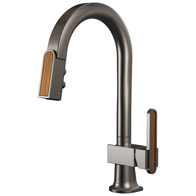 63922LF-BNXWDLHP Brizo Pull-Down Prep Faucet with Arc Spout and Wood Wand - Less Handle - Plumbing Market