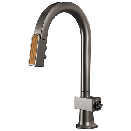 63922LF-BNXWDLHP Brizo Pull-Down Prep Faucet with Arc Spout and Wood Wand - Less Handle - Plumbing Market