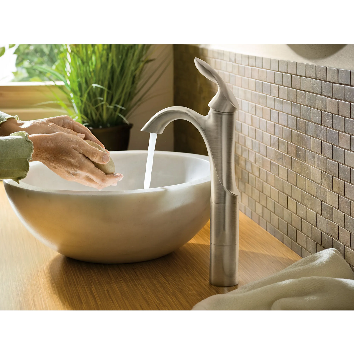 Moen Eva Single-Handle High-Arc Bathroom Faucet 6400 in Brushed Nickel (6400BN) - view 3