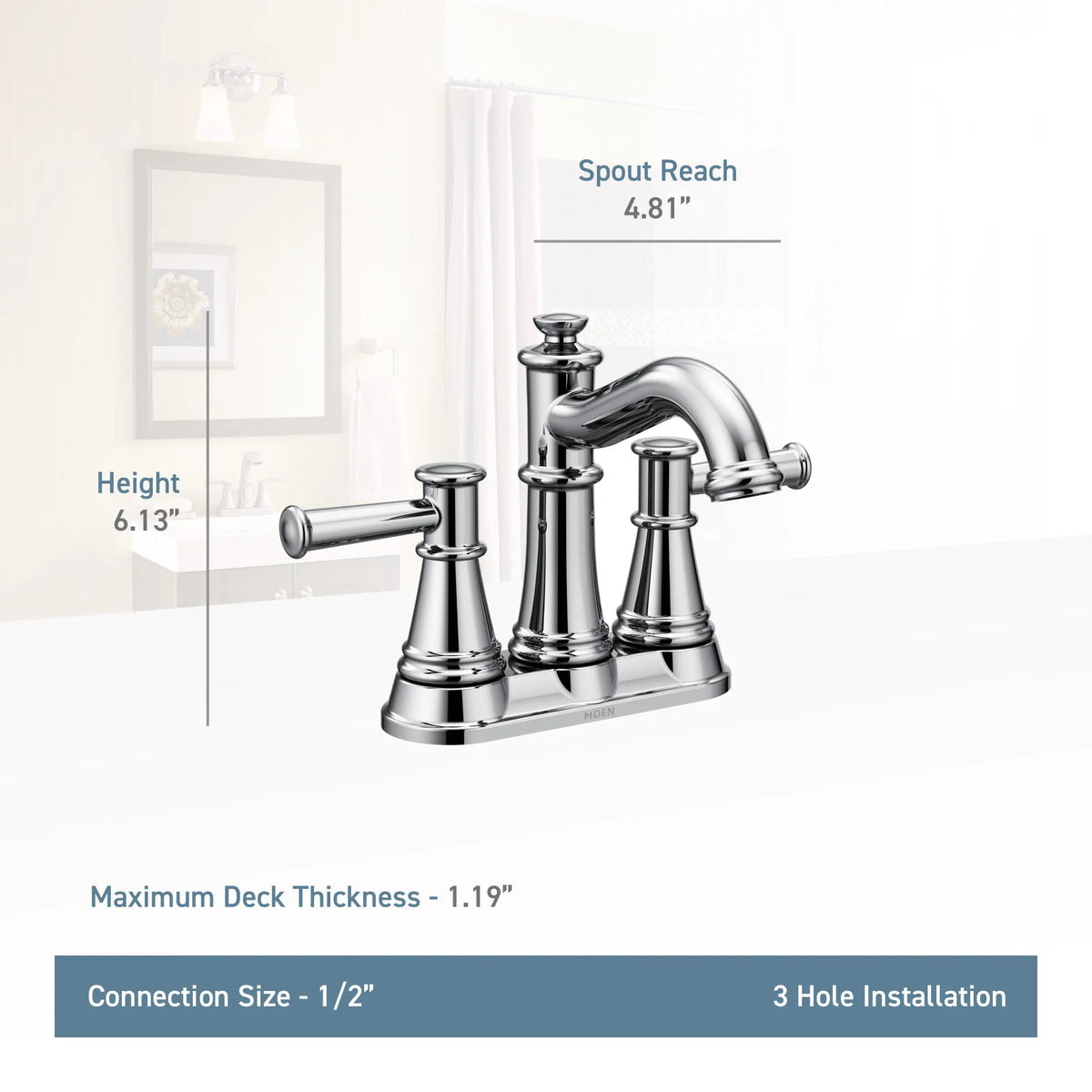 Moen Belfield Two-Handle High-Arc Bathroom Faucet 6401 in Polished Nickel (6401NL) - view 2