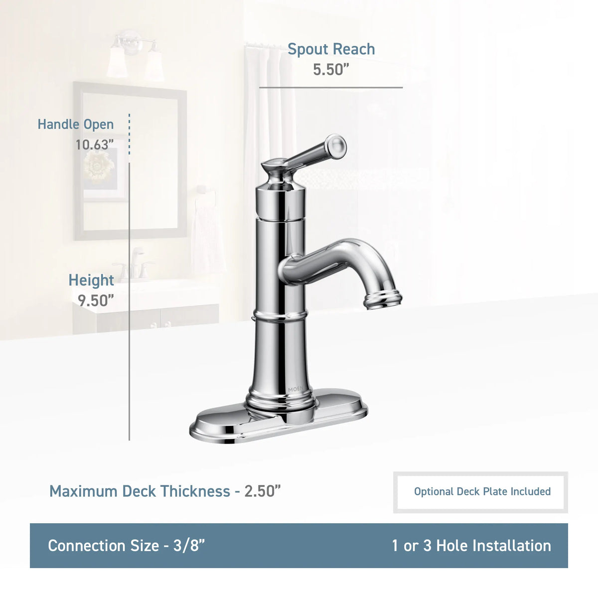 Moen Belfield Single-Handle High-Arc Bathroom Faucet 6402 in Polished Nickel (6402NL) - view 2