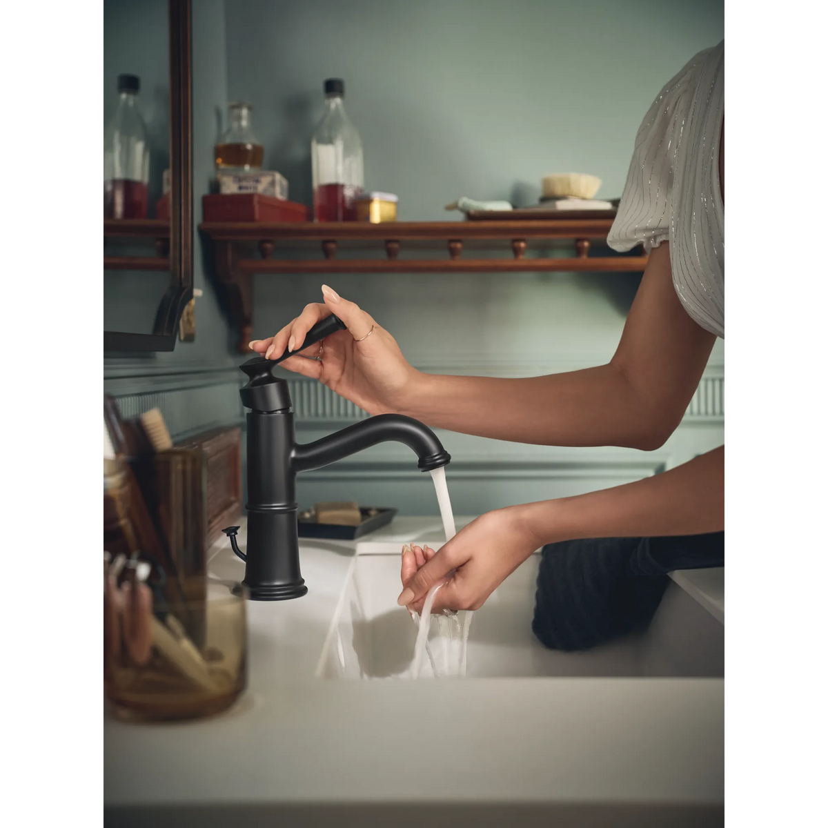 Moen Belfield Single-Handle High-Arc Bathroom Faucet 6402 in Matte Black (6402BL) - view 4