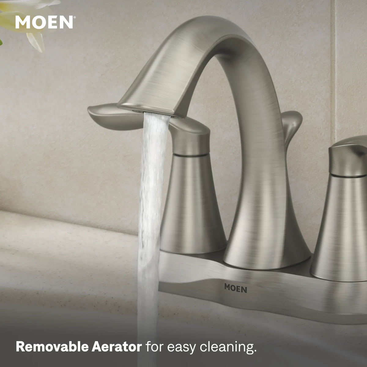 Moen Eva Two-Handle High-Arc Bathroom Faucet 6410 in Brushed Nickel (6410BN) - view 5
