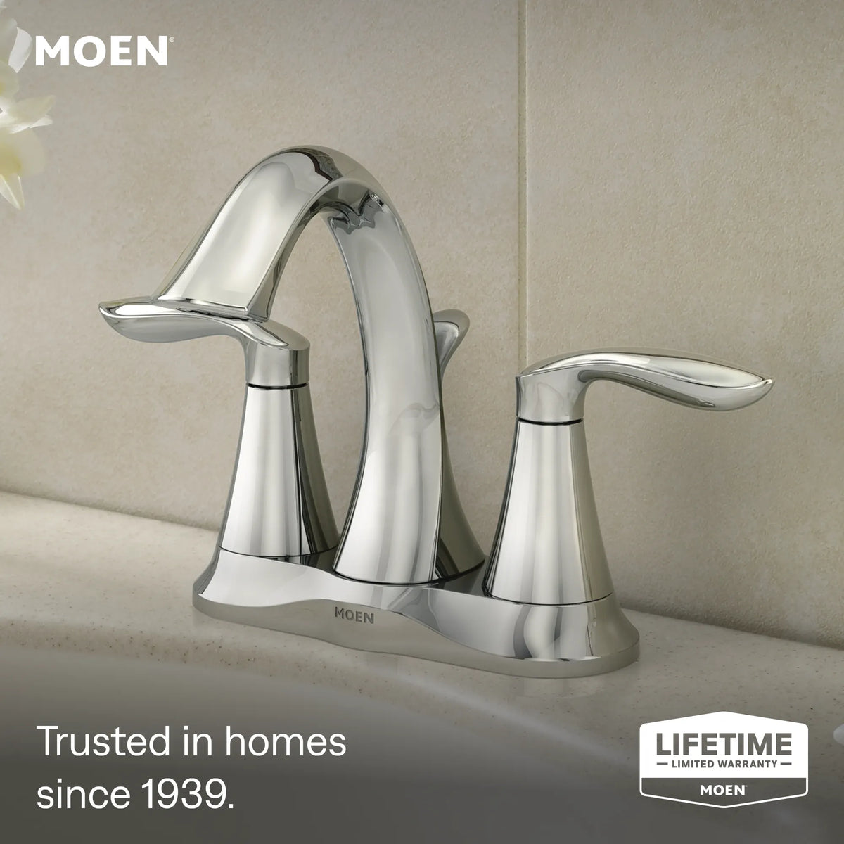 Moen Eva Two-Handle High-Arc Bathroom Faucet 6410 in Chrome (6410) - view 2