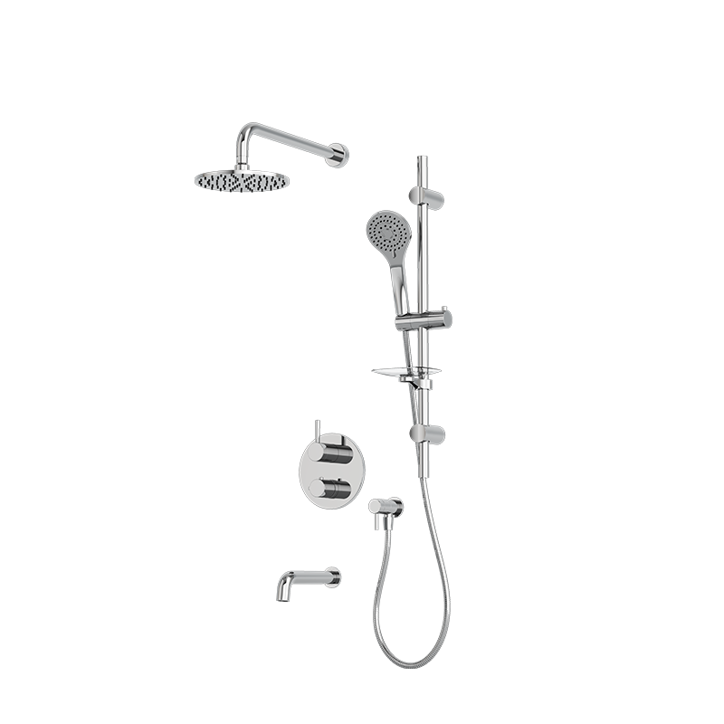 Rubi Vertigo 1/2" Thermostatic Shower Set with 8" Shower Head and 16" Horizontal Arm Chrome RVT813BCC