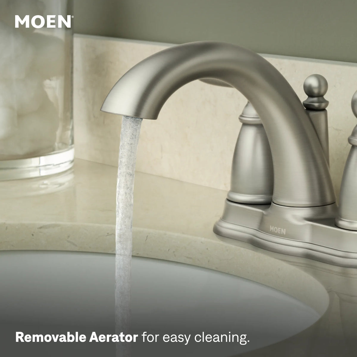 Moen Brantford Two-Handle High-Arc Bathroom Faucet 6610 in Brushed Nickel (6610BN) - view 5
