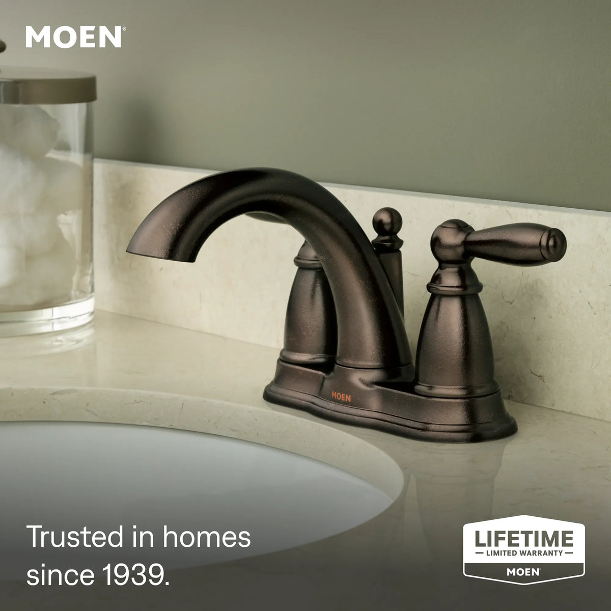 Moen Brantford Two-Handle High-Arc Bathroom Faucet 6610 in Oil Rubbed Bronze (6610ORB) - view 2