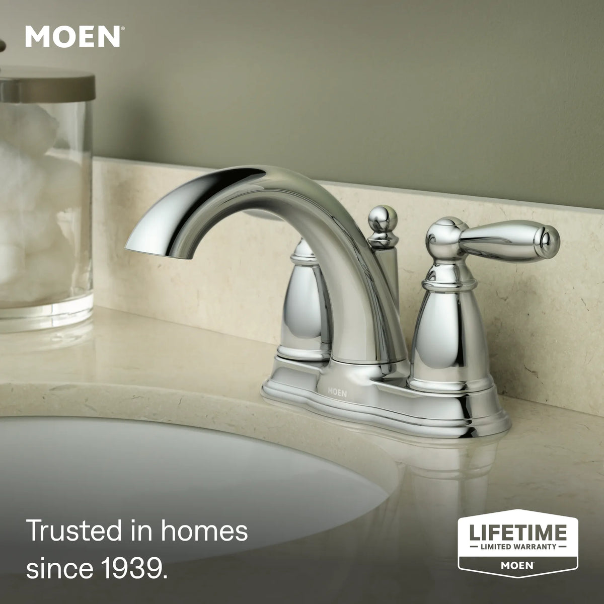 Moen Brantford Two-Handle High-Arc Bathroom Faucet 6610 in Chrome (6610) - view 2
