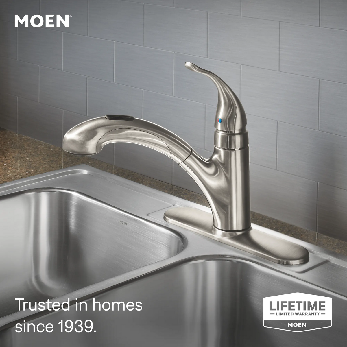 Moen Integra Single-Handle Low-Arc Pullout Kitchen Faucet 67315 in Spot Resist Stainless (67315SRS) - view 2