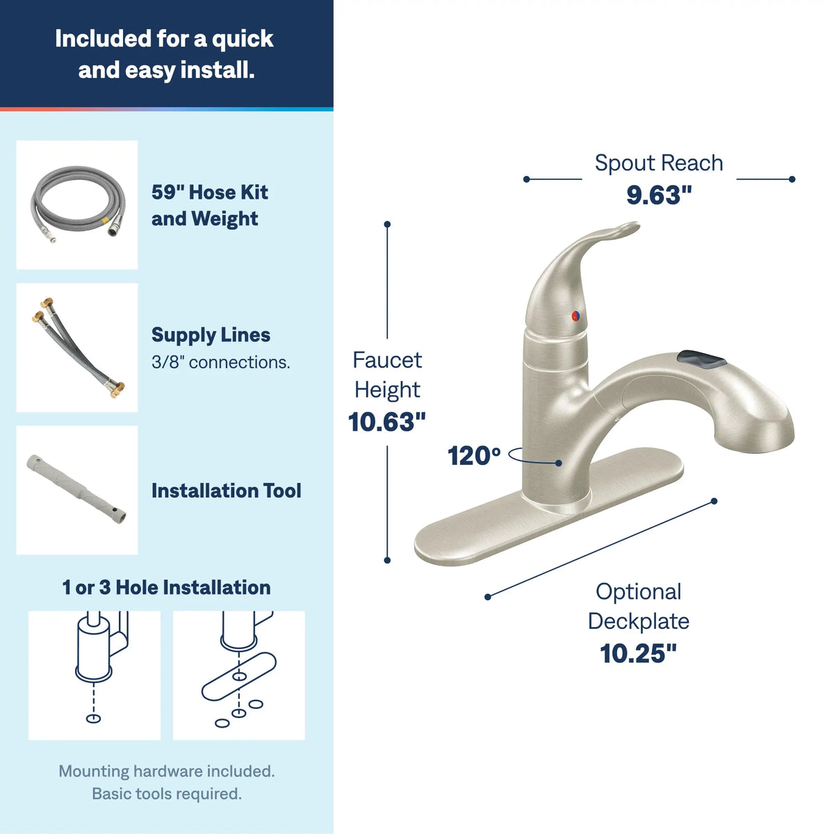 Moen Integra Single-Handle Low-Arc Pullout Kitchen Faucet 67315 in Spot Resist Stainless (67315SRS) - view 4