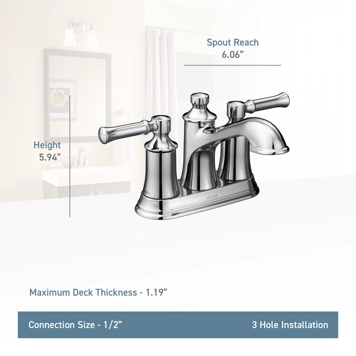 Moen Dartmoor Two-Handle High-Arc Bathroom Faucet 6802 in Matte Black (6802BL) - view 2