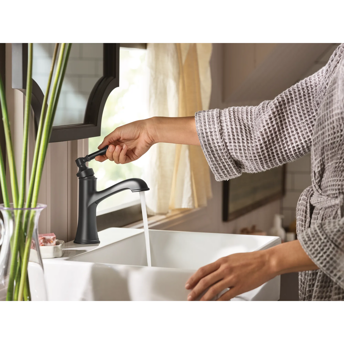 Moen Dartmoor Single-Handle High-Arc Bathroom Faucet 6803 in Matte Black (6803BL) - view 9