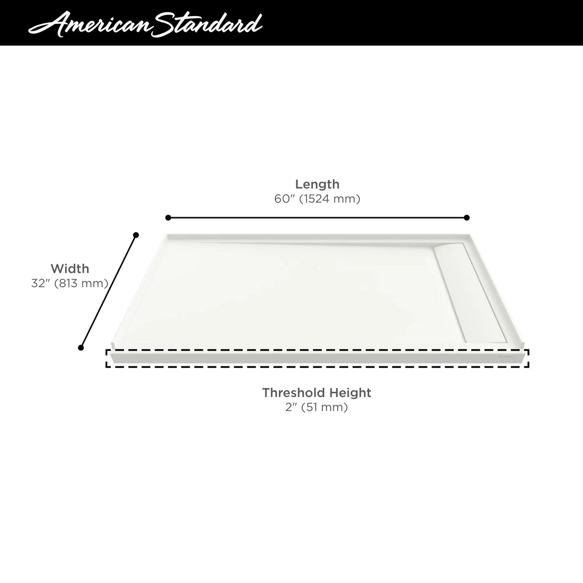 American Standard Townsend 60 x 32-Inch Single Threshold Shower Base With Right-Hand Outlet