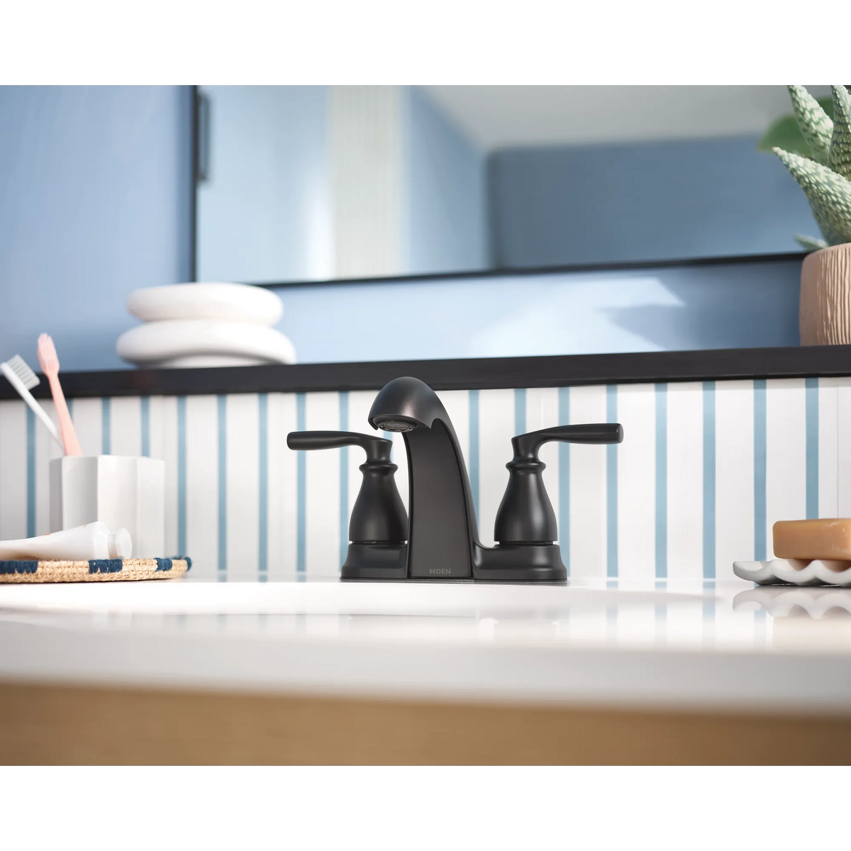 Moen Voss Two-Handle High-Arc Bathroom Faucet 6901 in Matte Black (6901BL) - view 2