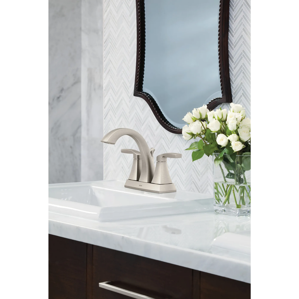 Moen Voss Two-Handle High-Arc Bathroom Faucet 6901 in Brushed Nickel (6901BN) - view 2