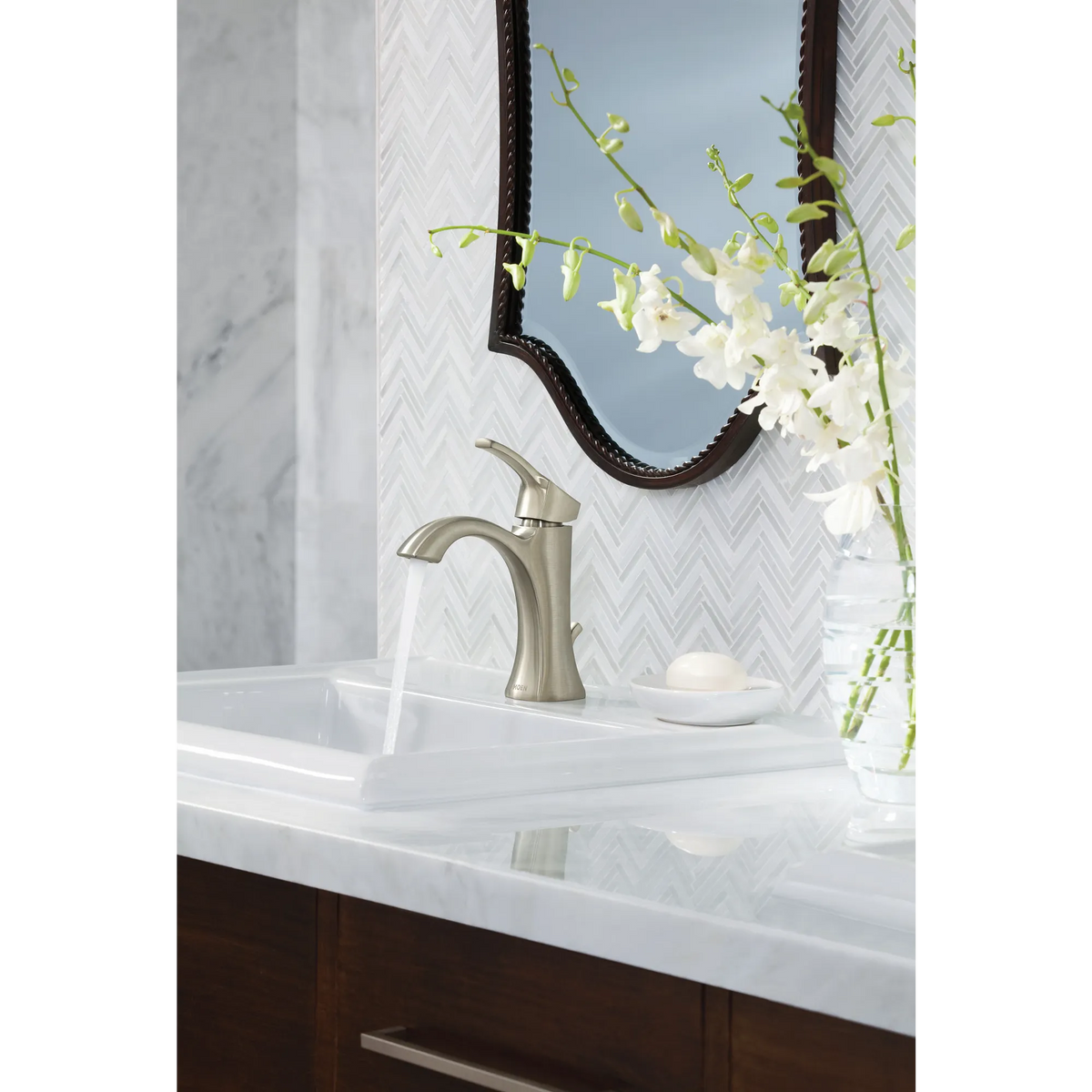 Moen Voss Single-Handle High-Arc Bathroom Faucet 6903 in Brushed Nickel (6903BN) - view 4