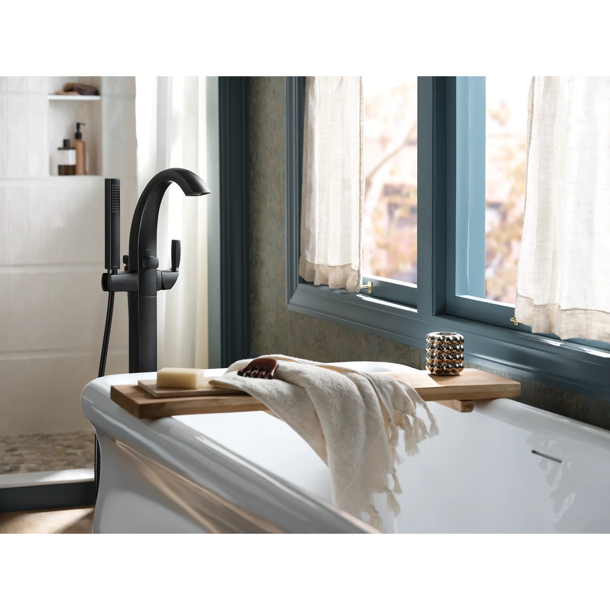 Moen Voss Single-Handle Tub Filler With Hand Shower 695 in Matte Black (695BL) - view 3