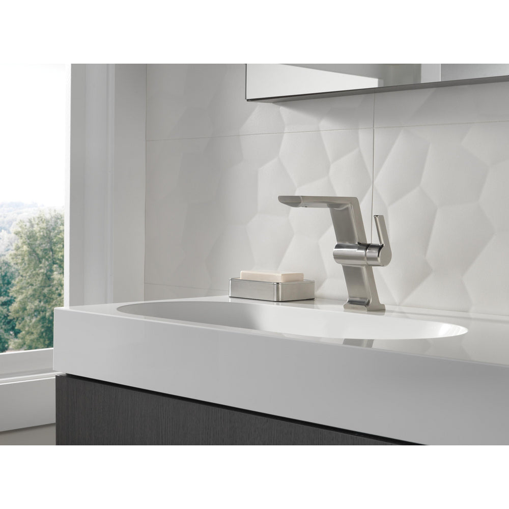 Delta Pivotal Single Handle Mid-Height Riser Faucet - Stainless