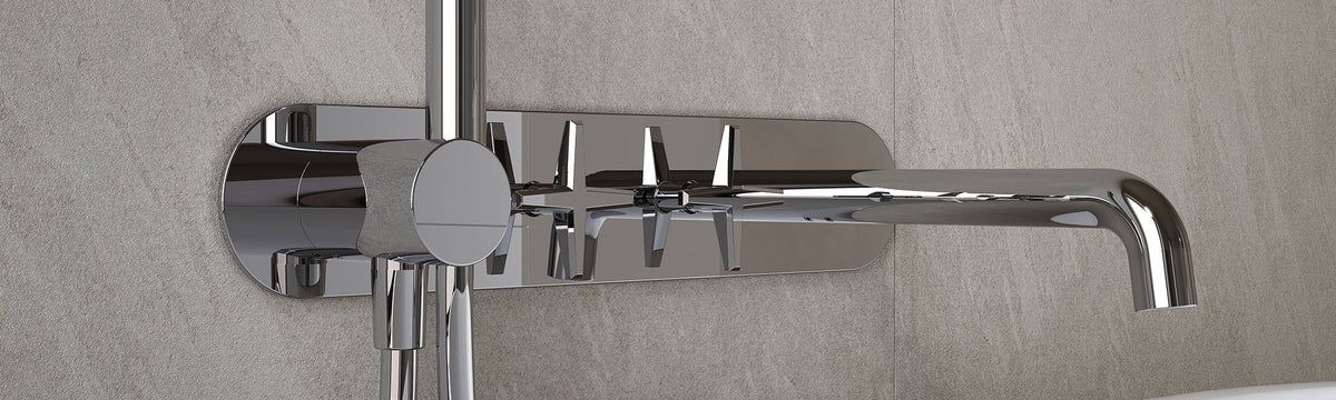 Rubi Lexa Wall-Mounted Bath Faucet Stainless Steel / Matte Black RLX32DIXBK