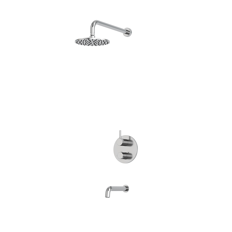 Rubi Vertigo 1/2" Thermostatic Shower Set with 8" Shower Head and 16" Horizontal Arm Chrome RVT831CC