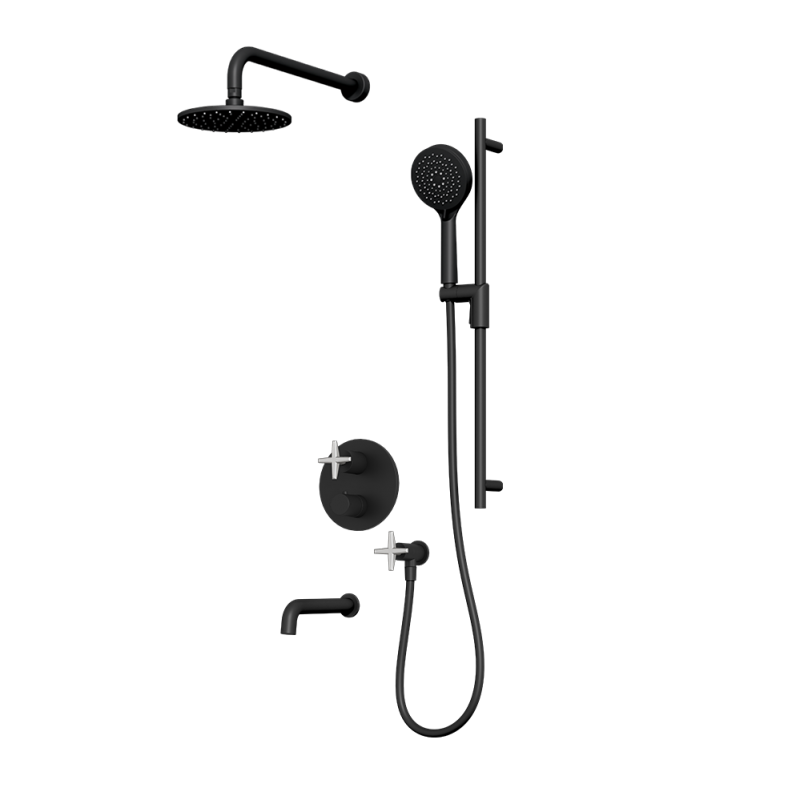 Rubi Lexa 1/2" Thermostatic Shower Set with 8" Shower Head and 16" Horizontal Arm RLX2A21-13N