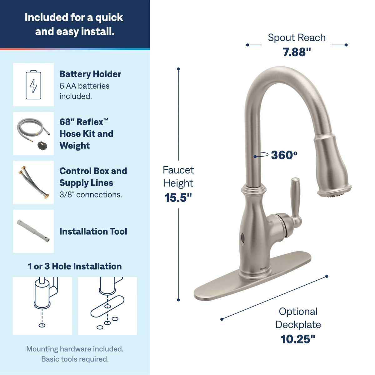 Moen Brantford MotionSense Wave Single-Handle High-Arc Single-Sensor Pulldown Kitchen Faucet 7185EW in Spot Resist Stainless (7185EWSRS) - view 4