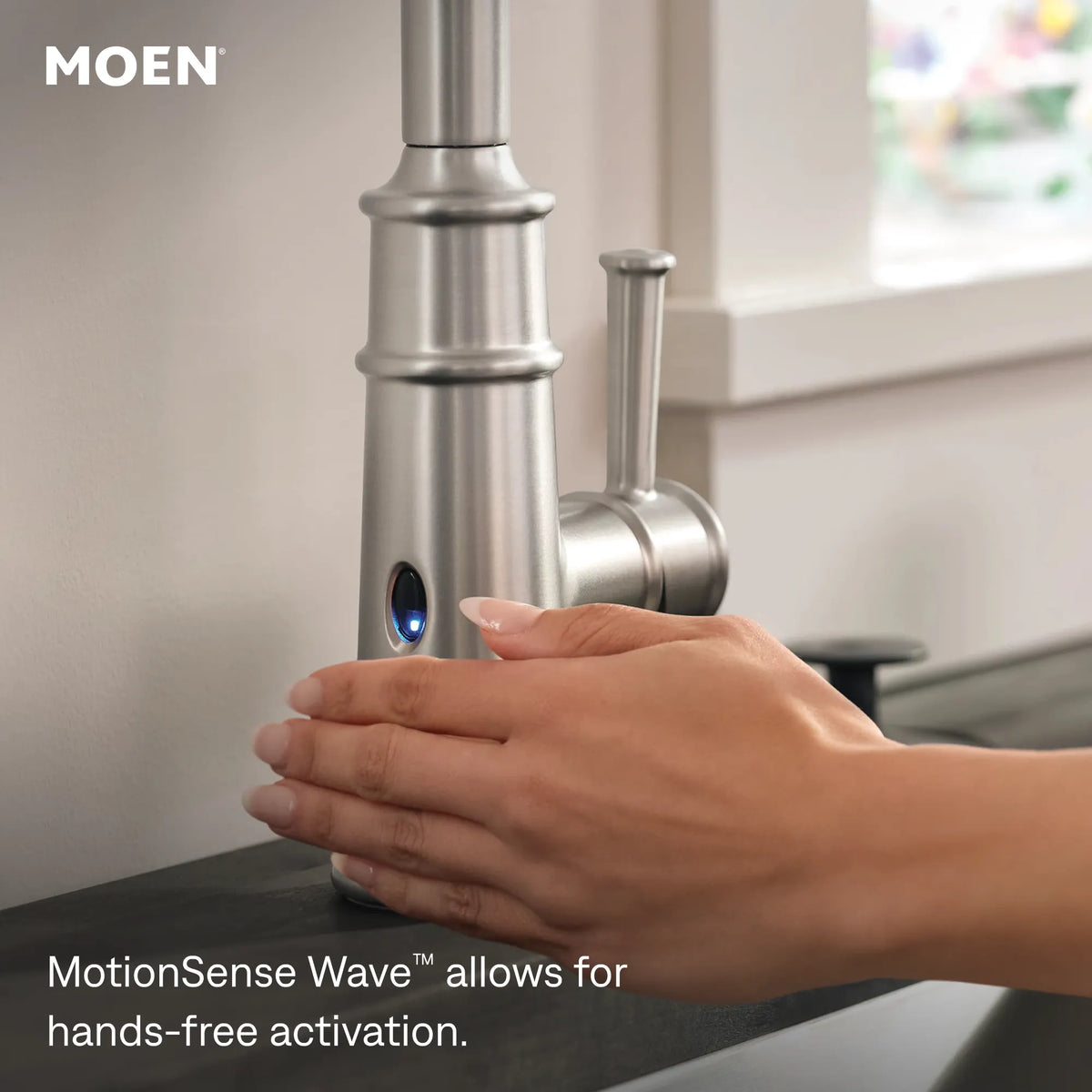 Moen Brantford MotionSense Wave Single-Handle High-Arc Single-Sensor Pulldown Kitchen Faucet 7185EW in Spot Resist Stainless (7185EWSRS) - view 2