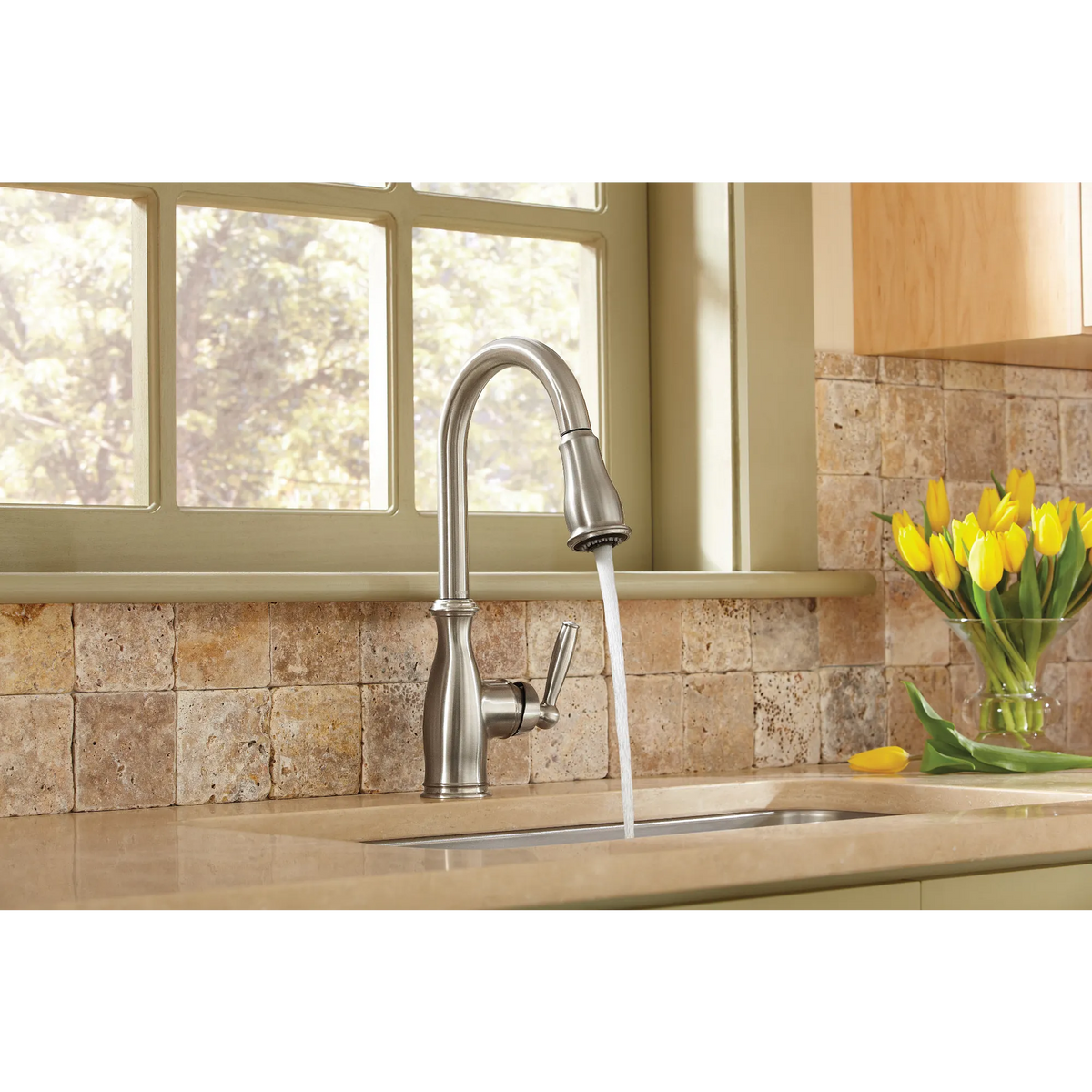 Moen Brantford Single-Handle High-Arc Pulldown Kitchen Faucet 7185 in Spot Resist Stainless (7185SRS) - view 4