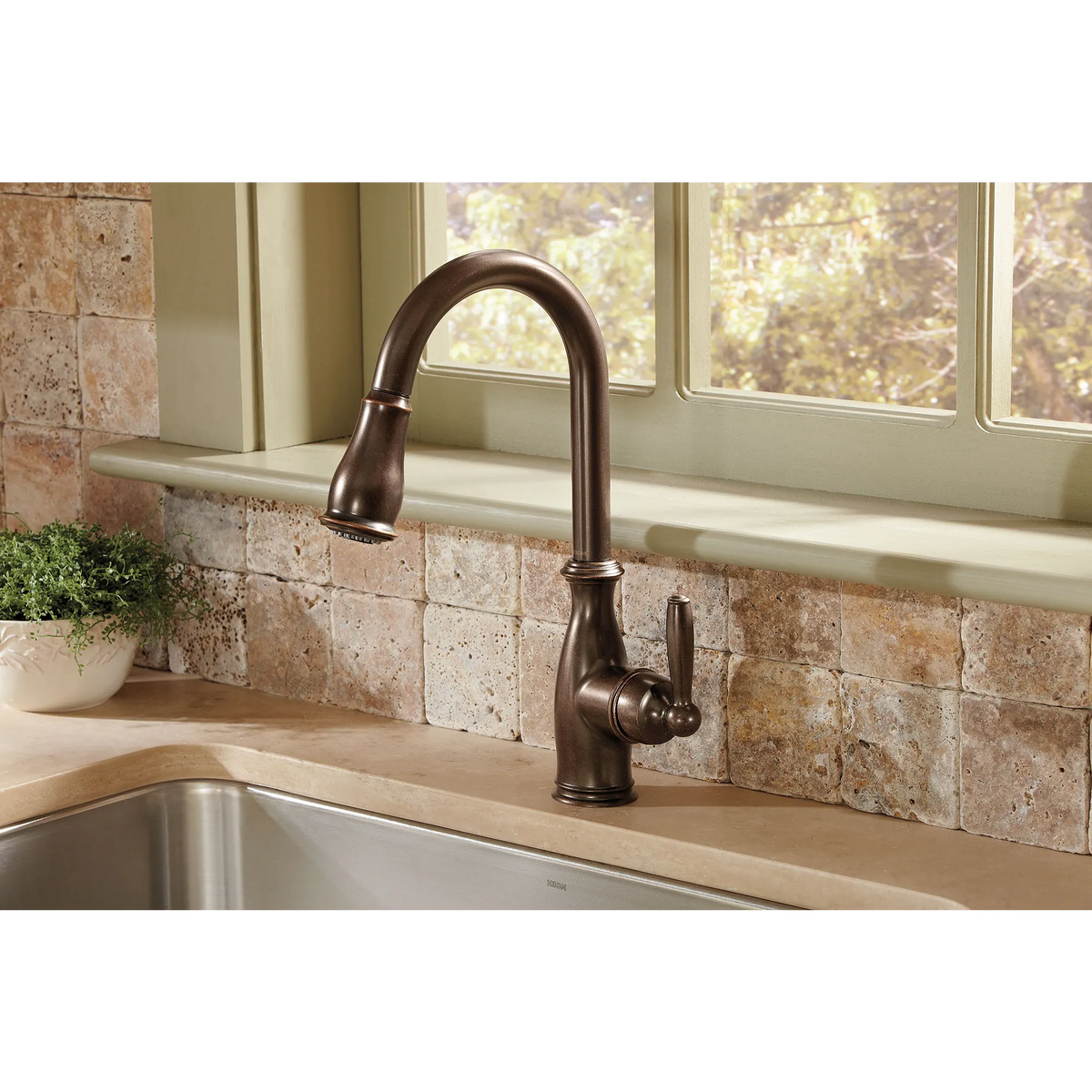 Moen Brantford Single-Handle High-Arc Pulldown Kitchen Faucet 7185 in Oil Rubbed Bronze (7185ORB) - view 7