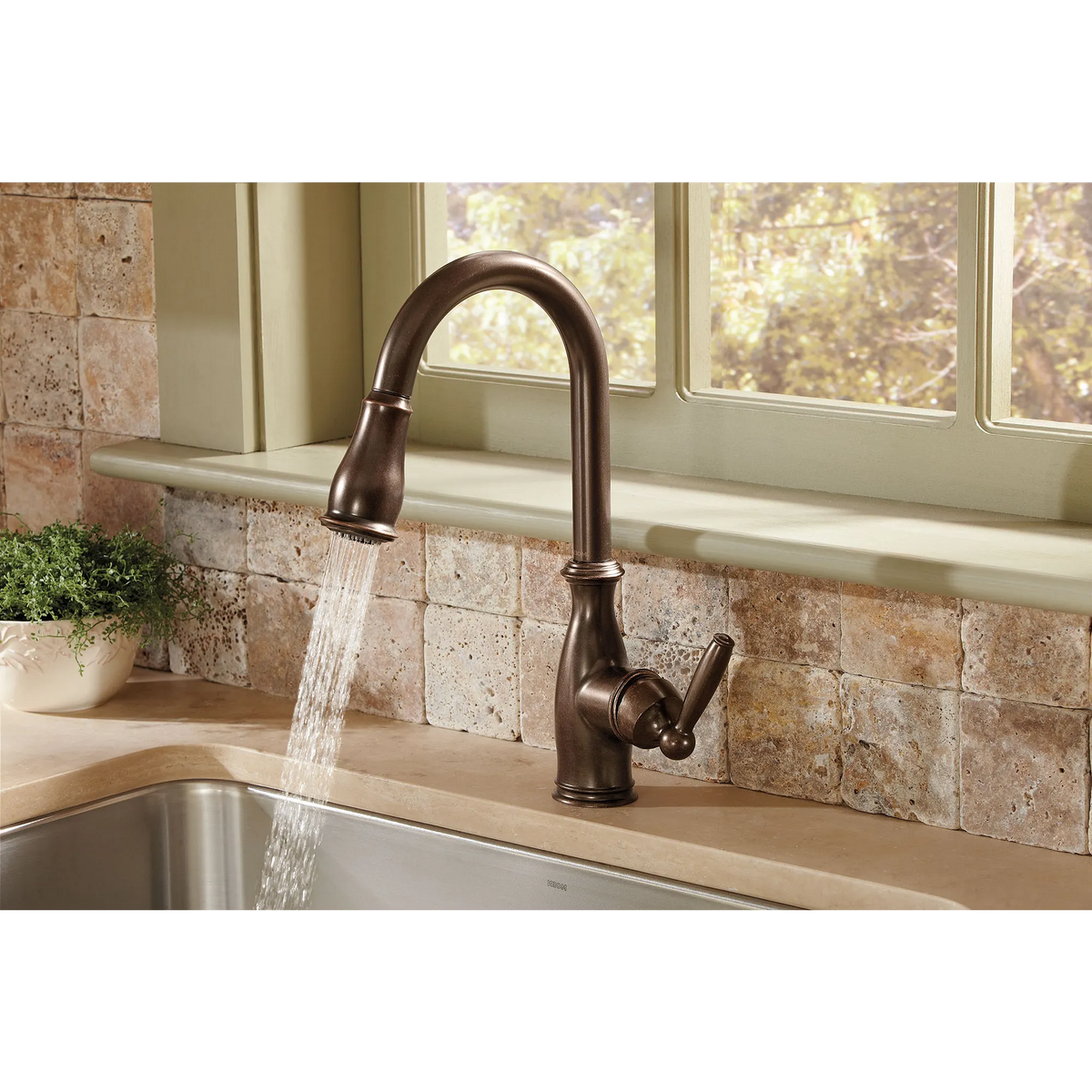 Moen Brantford Single-Handle High-Arc Pulldown Kitchen Faucet 7185 in Oil Rubbed Bronze (7185ORB) - view 2