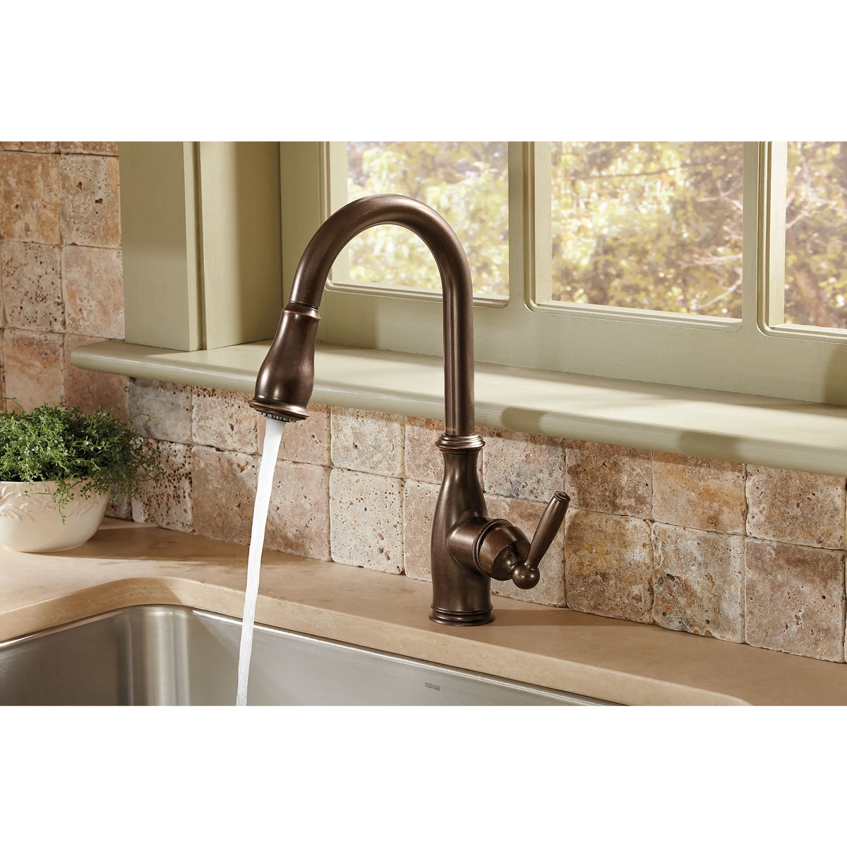 Moen Brantford Single-Handle High-Arc Pulldown Kitchen Faucet 7185 in Oil Rubbed Bronze (7185ORB) - view 6