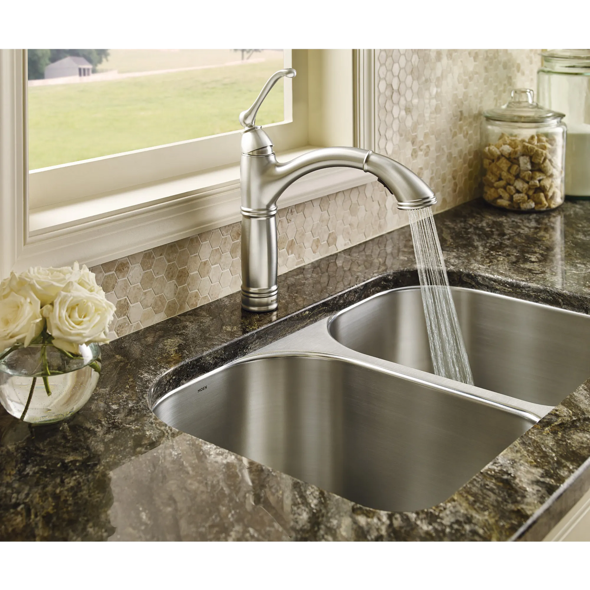 Moen Brantford Single-Handle High-Arc Pullout Kitchen Faucet 7295 in Spot Resist Stainless (7295SRS) - view 7