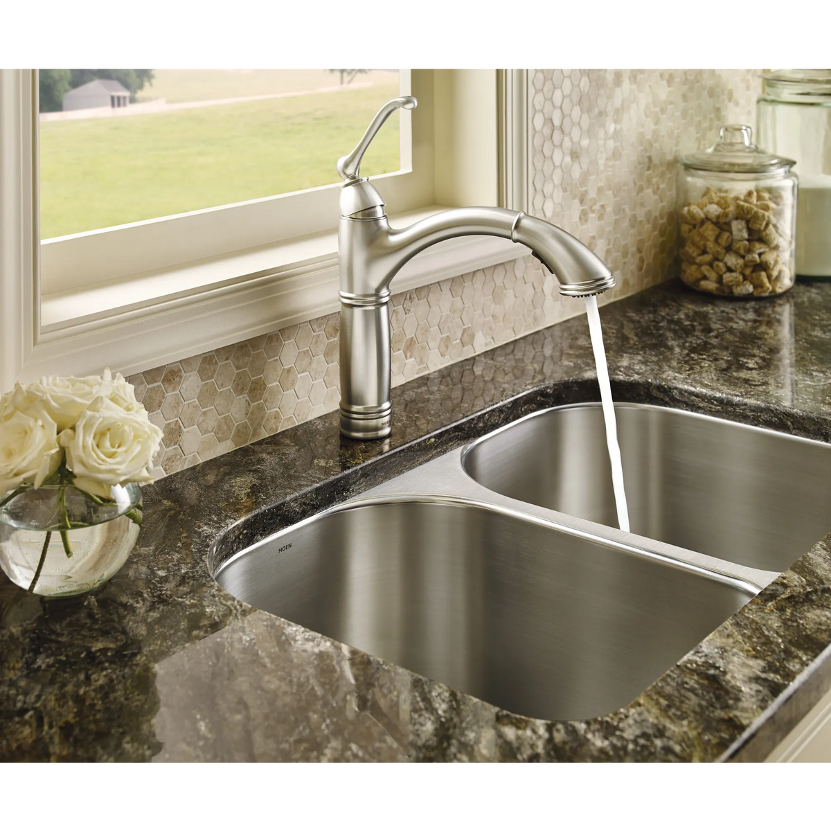 Moen Brantford Single-Handle High-Arc Pullout Kitchen Faucet 7295 in Spot Resist Stainless (7295SRS) - view 6