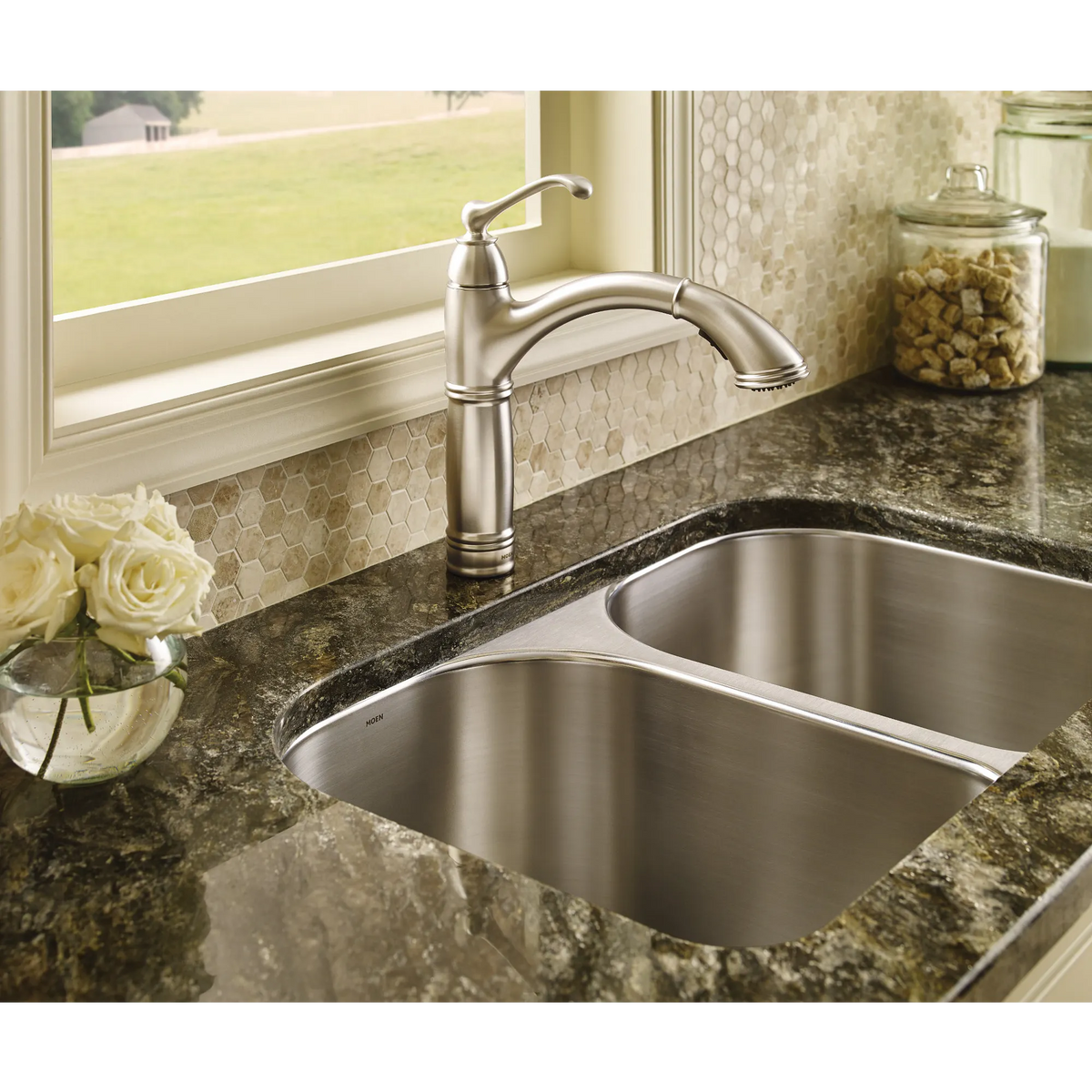 Moen Brantford Single-Handle High-Arc Pullout Kitchen Faucet 7295 in Spot Resist Stainless (7295SRS) - view 2