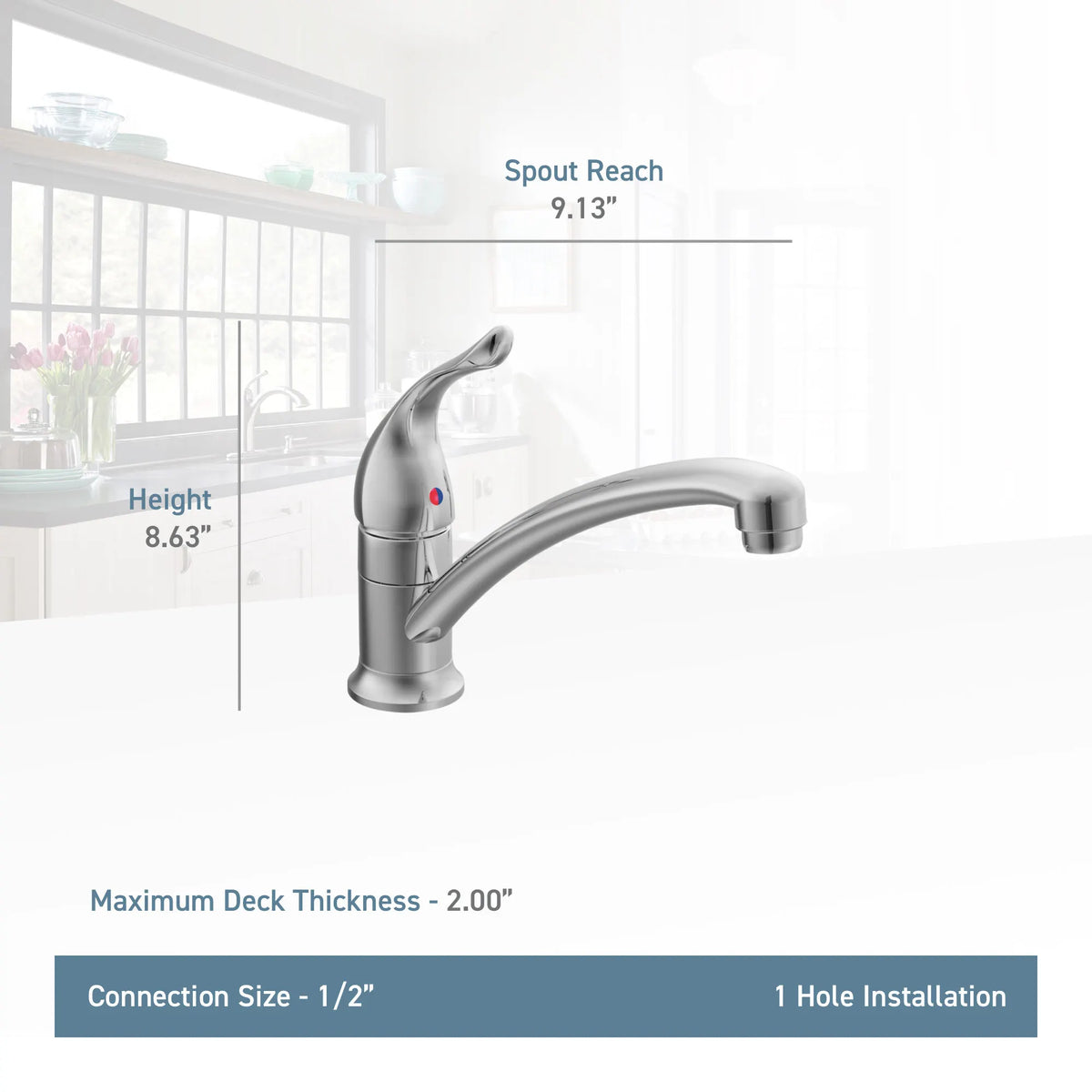 Moen Chateau Single-Handle Low-Arc Kitchen Faucet 7423 in Chrome (7423) - view 3