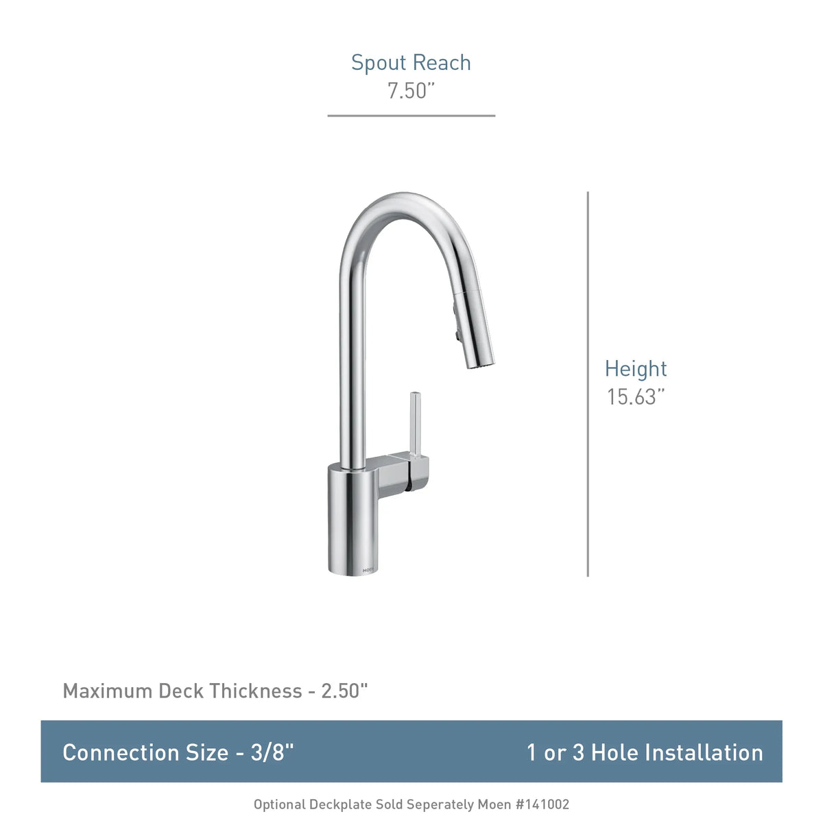 Moen Align Single-Handle High-Arc Pulldown Kitchen Faucet 75651 in Chrome (75651) - view 8