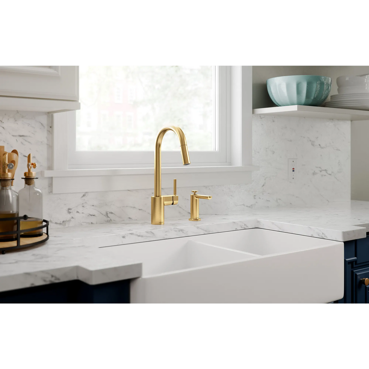 Moen Align Single-Handle High-Arc Pulldown Kitchen Faucet 7565 in Brushed Gold (7565BG) - view 6